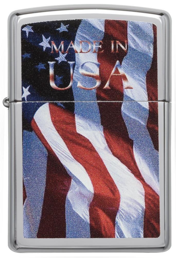 Zippo Made in USA Brushed Chrome Pocket Lighter Zippo
